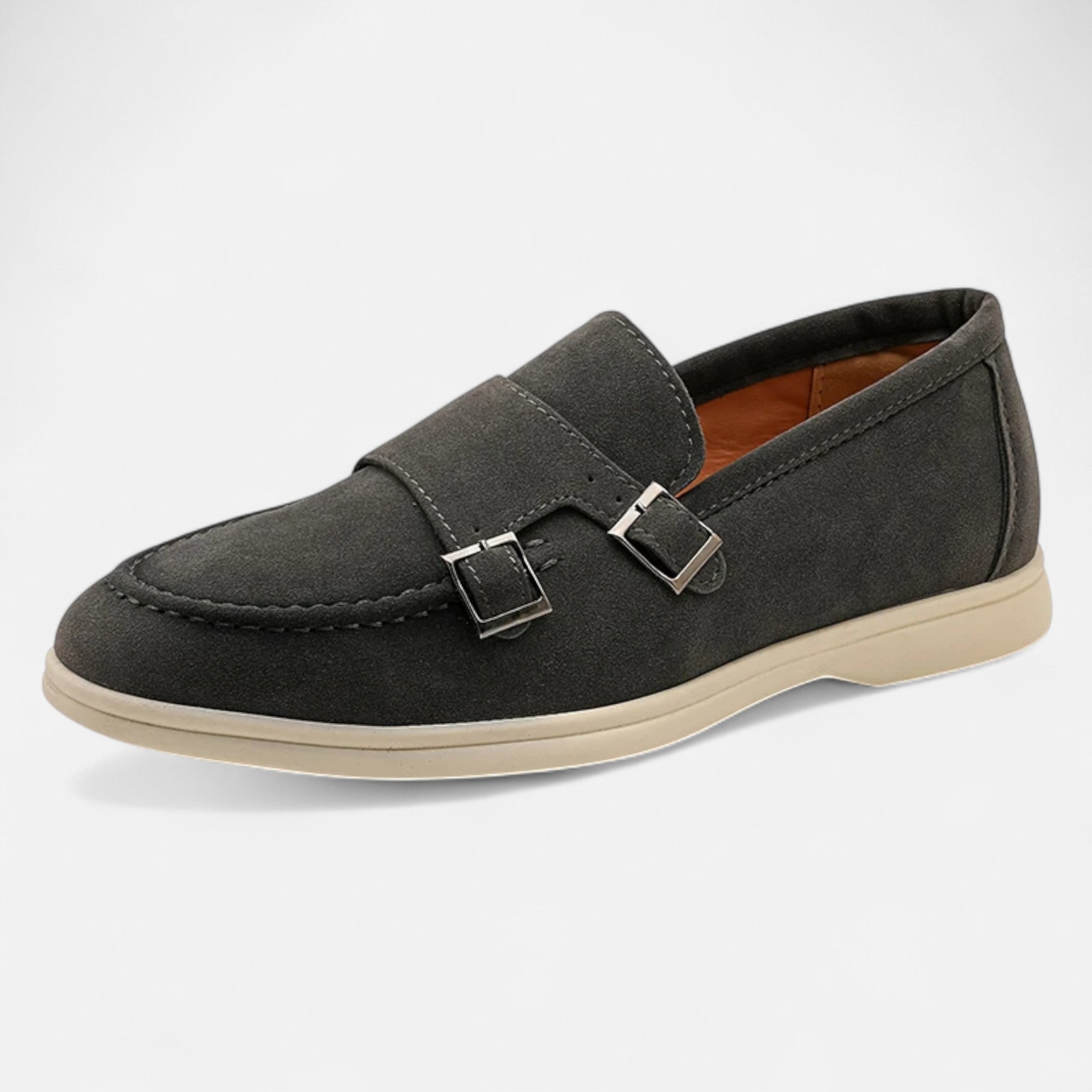 Solènne | Men’s Handmade Suede Double-Buckle Loafers