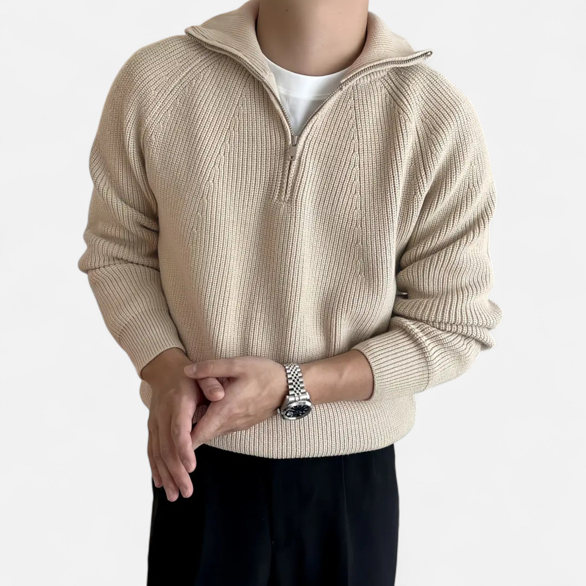 Solènne | Men’s Classic Collar Raglan Knit Sweater