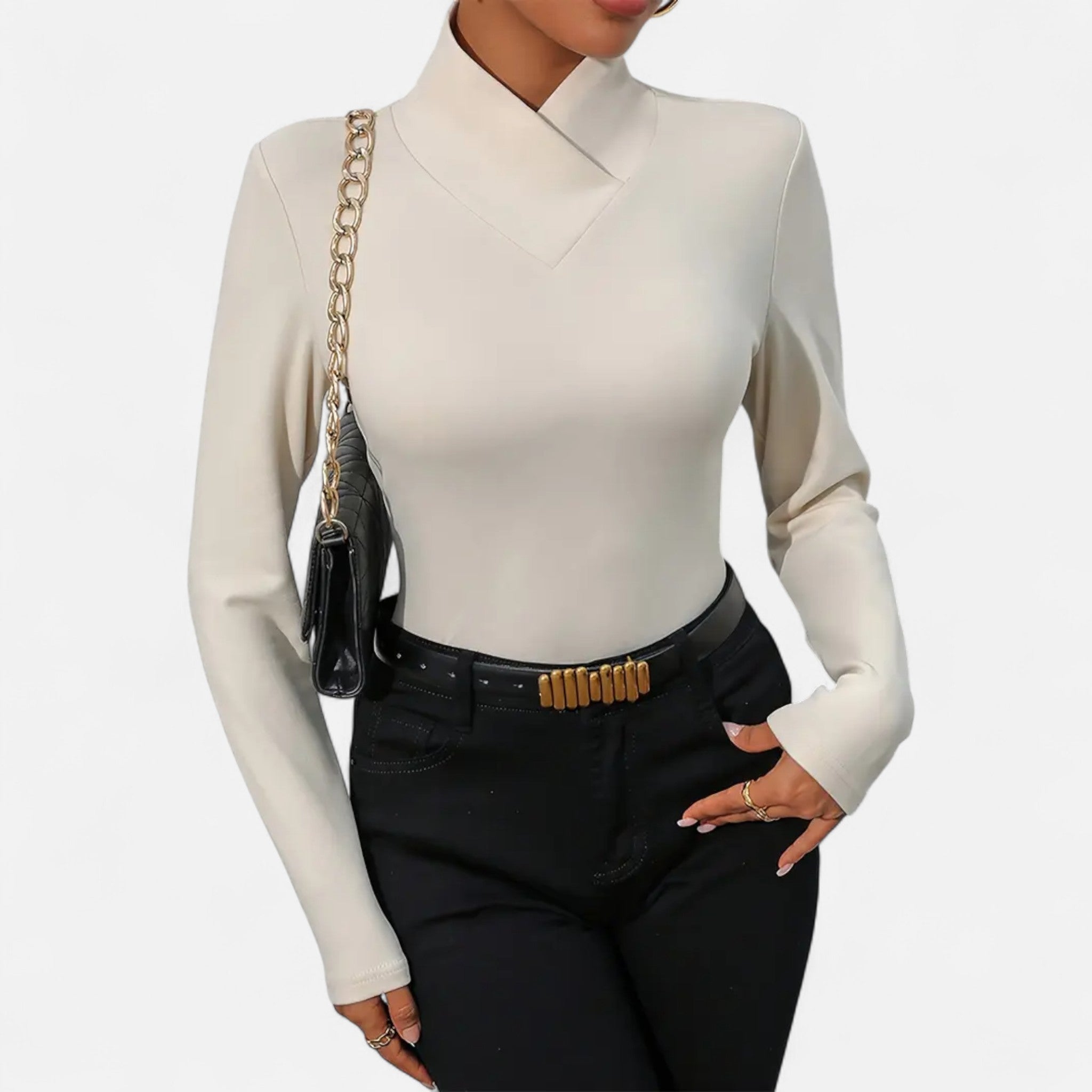 Solènne | Women’s Warm High-Neck Knit Shirt