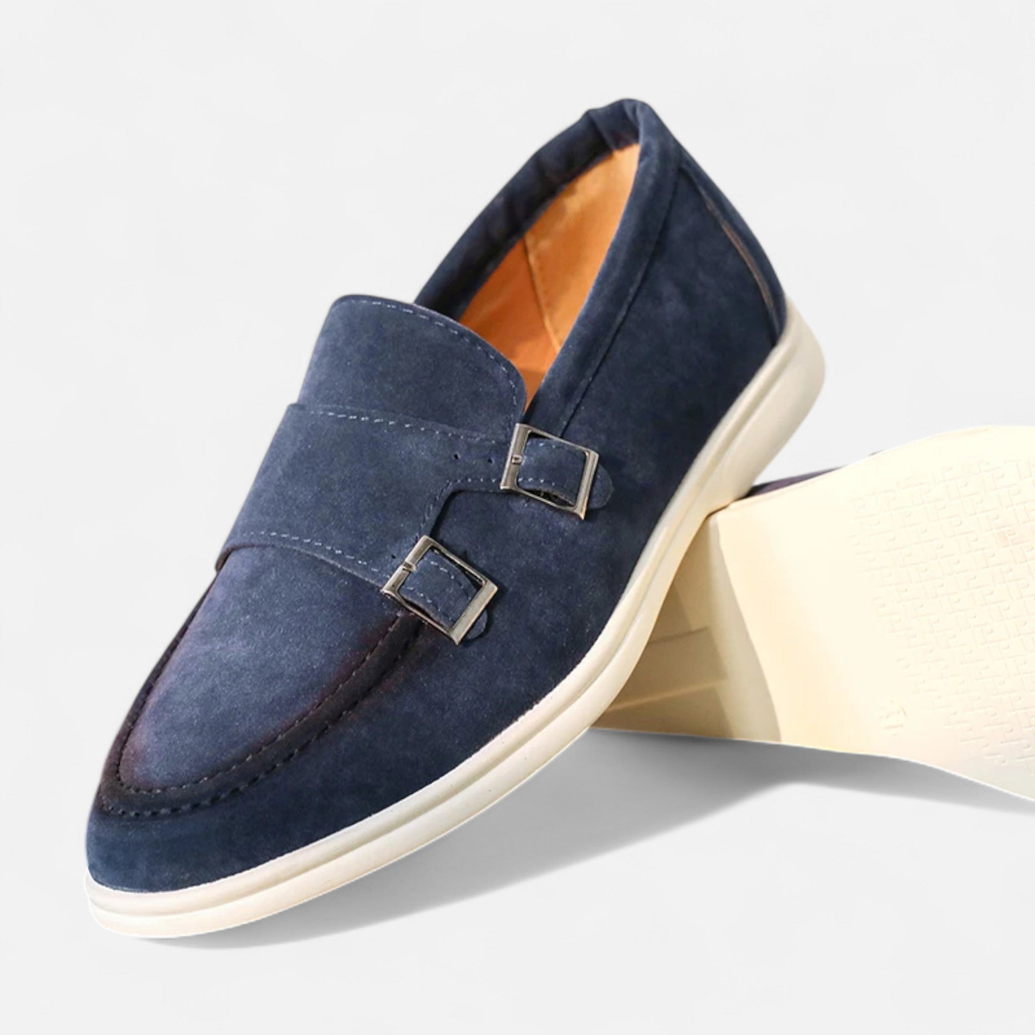 Solènne | Men’s Handmade Suede Double-Buckle Loafers