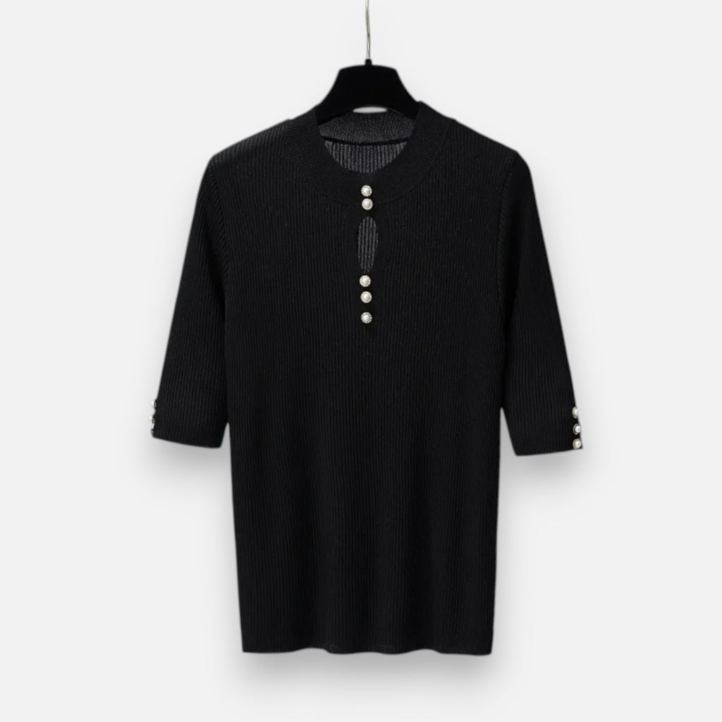 Solènne | Women’s Slim-Fit Knitted Short-Sleeve Sweater