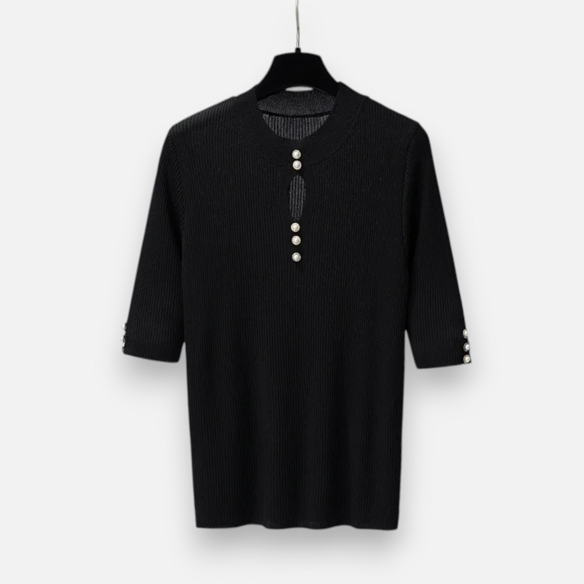 Solènne | Women’s Slim-Fit Knitted Short-Sleeve Sweater