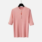 Solènne | Women’s Slim-Fit Knitted Short-Sleeve Sweater