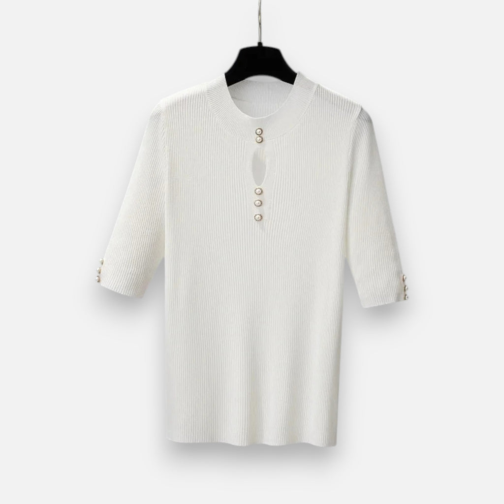 Solènne | Women’s Slim-Fit Knitted Short-Sleeve Sweater