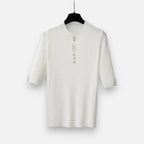 Solènne | Women’s Slim-Fit Knitted Short-Sleeve Sweater