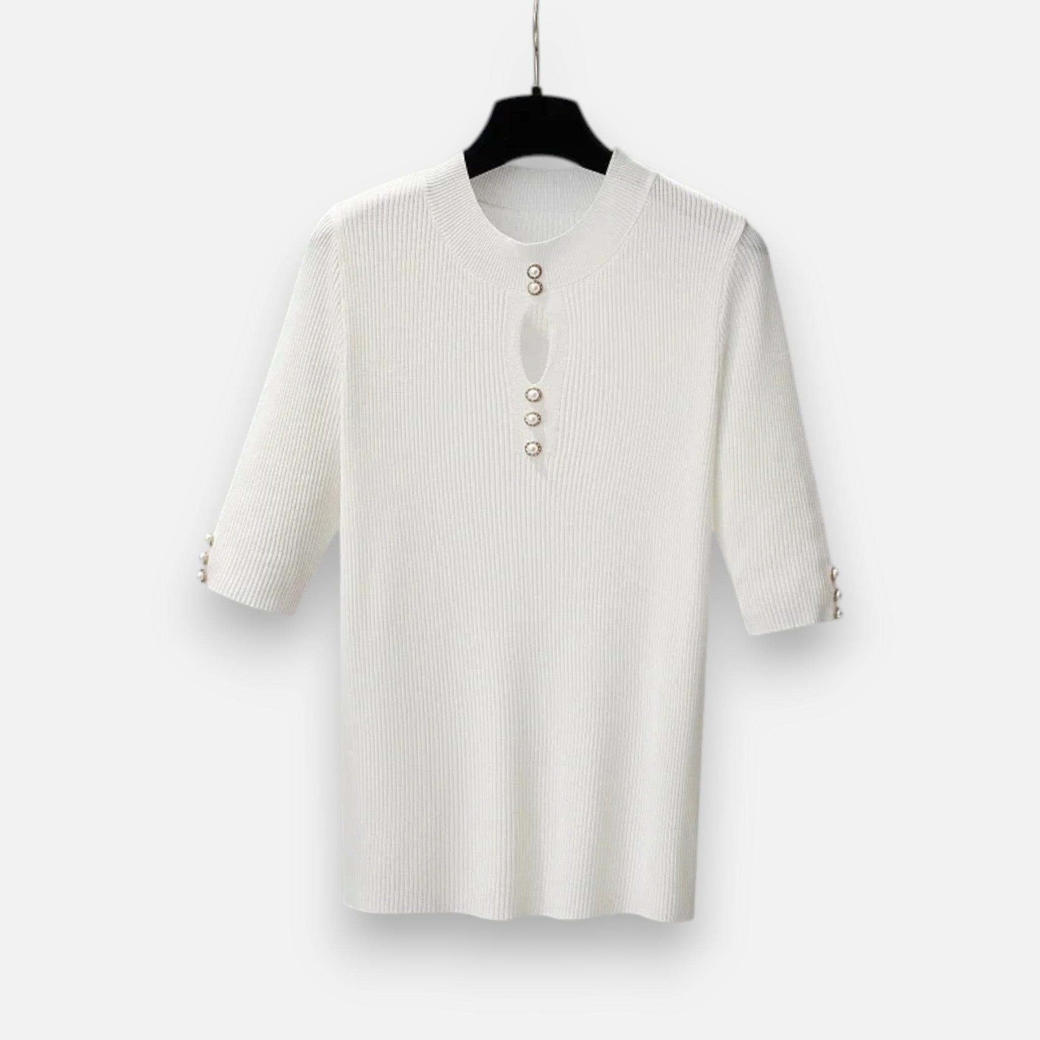 Solènne | Women’s Slim-Fit Knitted Short-Sleeve Sweater