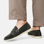 Solènne | Men’s Handmade Suede Double-Buckle Loafers
