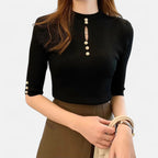 Solènne | Women’s Slim-Fit Knitted Short-Sleeve Sweater