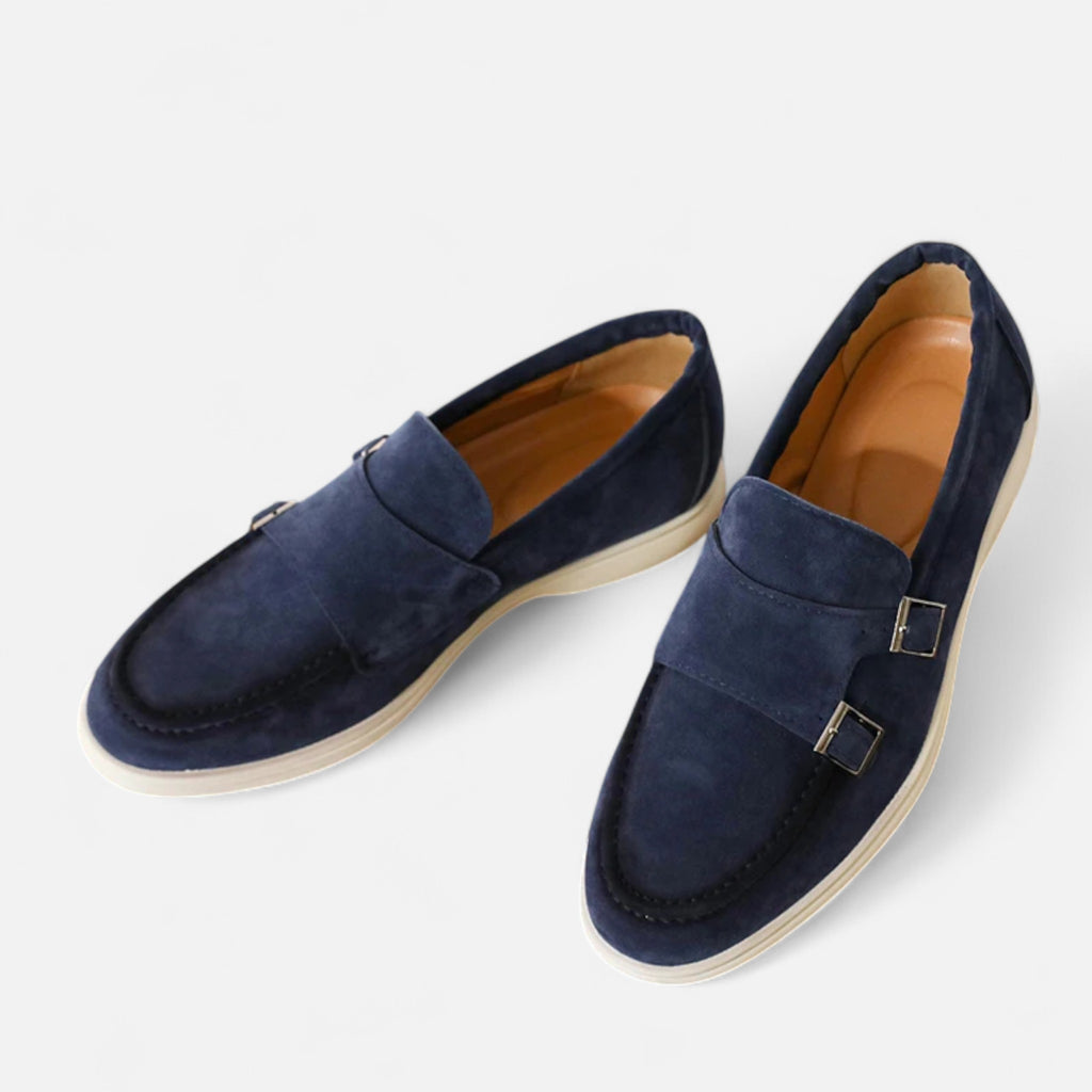 Solènne | Men’s Handmade Suede Double-Buckle Loafers
