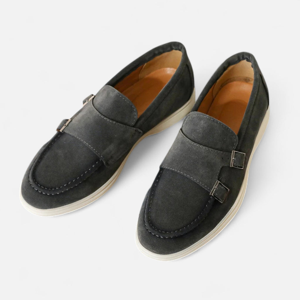 Solènne | Men’s Handmade Suede Double-Buckle Loafers