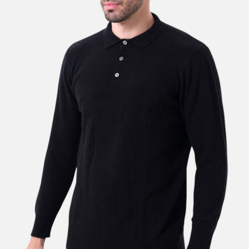 Solènne | Men’s Pure Cashmere Polo Knit