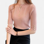 Solènne | Women’s Slim-Fit Knitted Short-Sleeve Sweater
