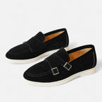 Solènne | Men’s Handmade Suede Double-Buckle Loafers
