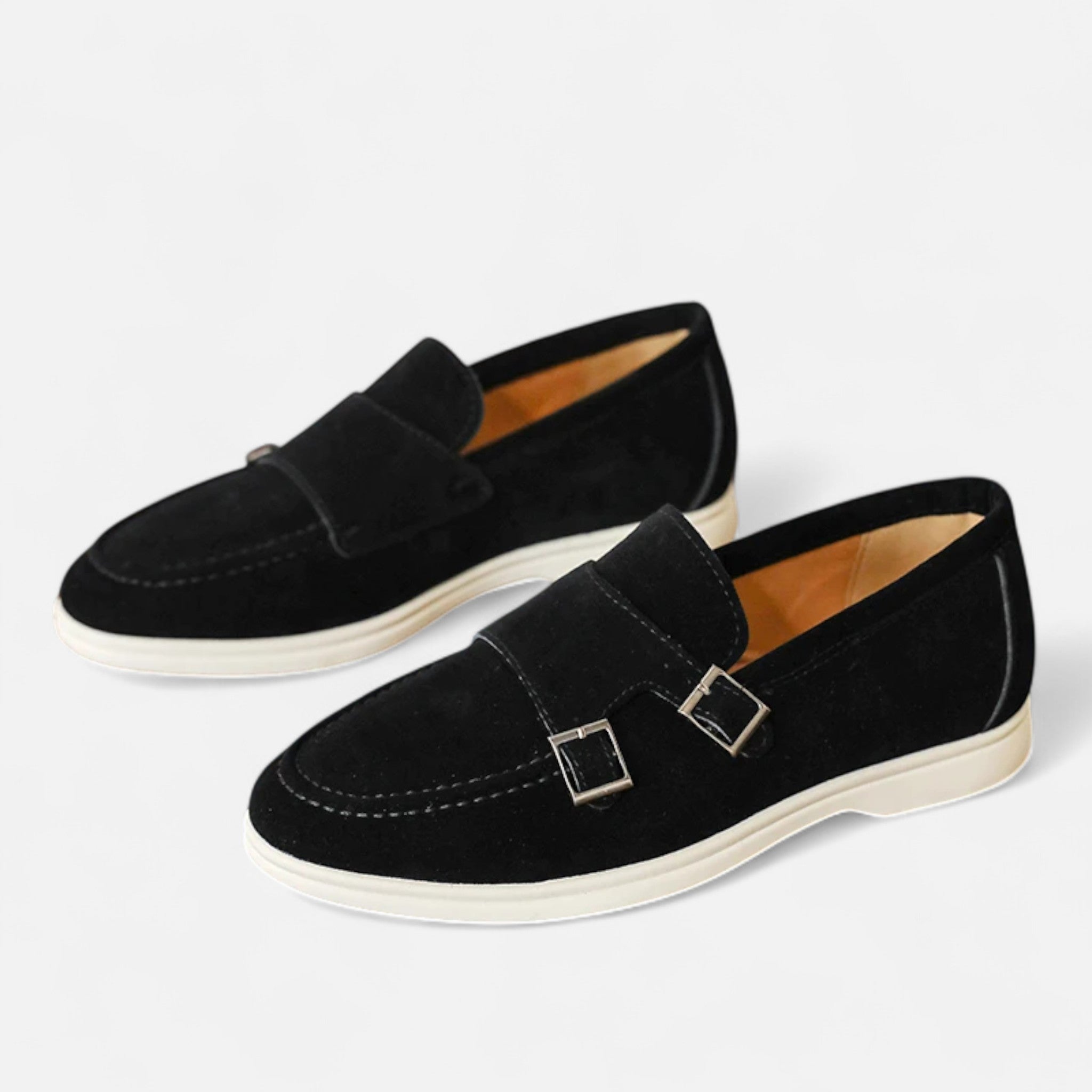 Solènne | Men’s Handmade Suede Double-Buckle Loafers