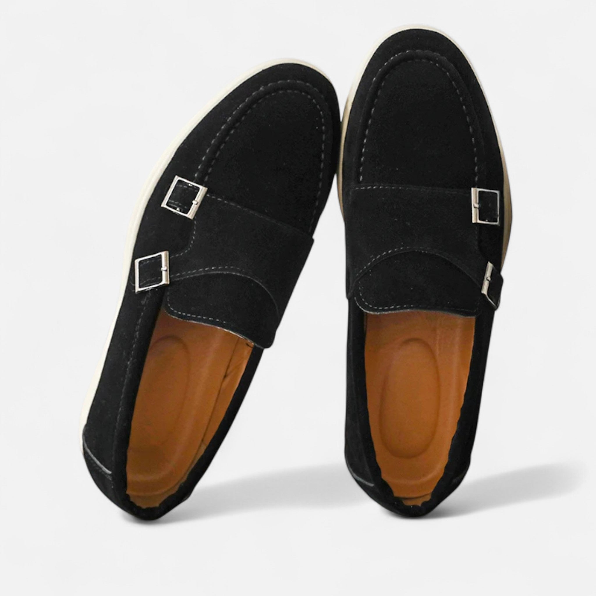 Solènne | Men’s Handmade Suede Double-Buckle Loafers
