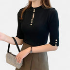 Solènne | Women’s Slim-Fit Knitted Short-Sleeve Sweater