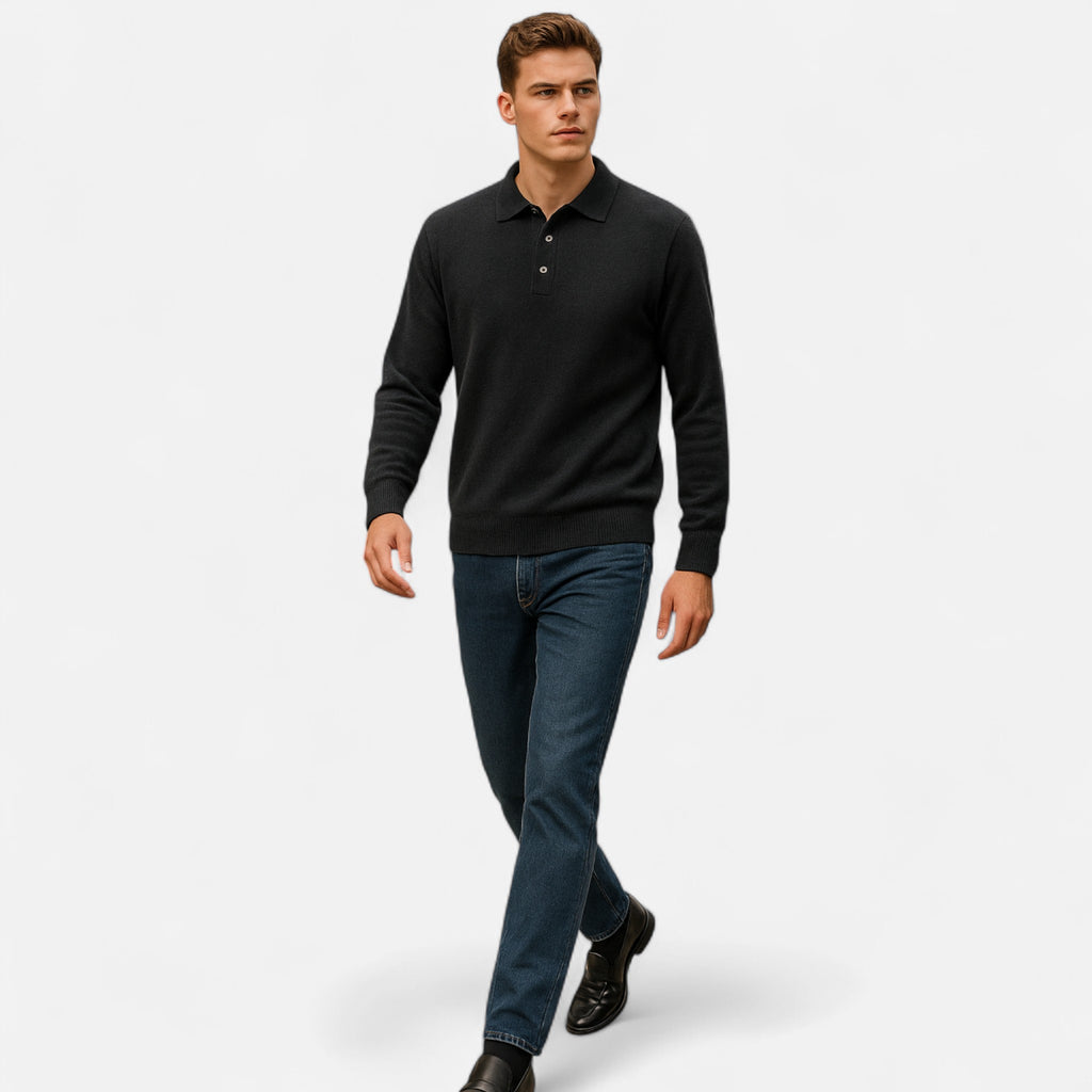 Solènne | Men’s Pure Cashmere Polo Knit