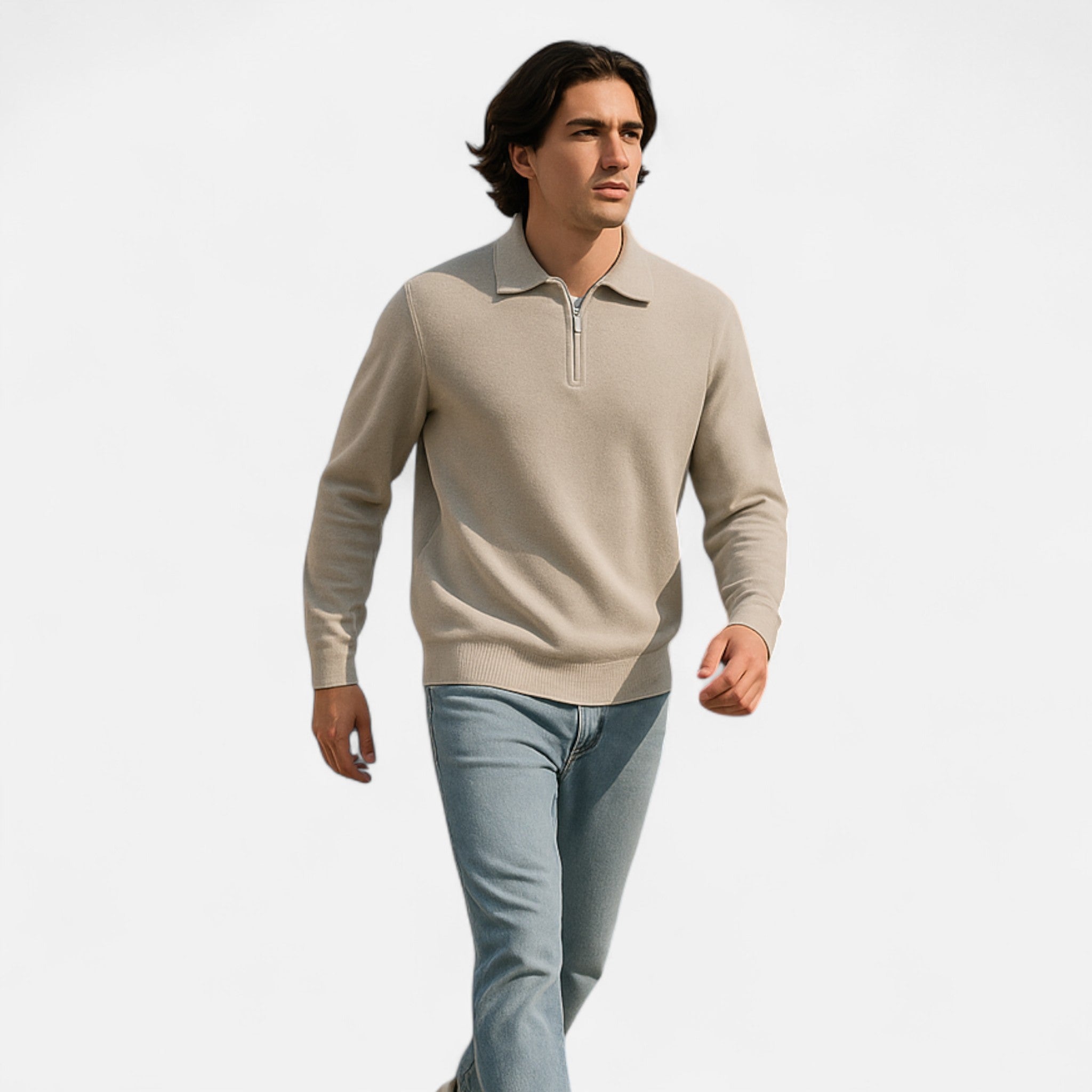 Solènne | Men’s Cotton Half-Zip Knit Sweater
