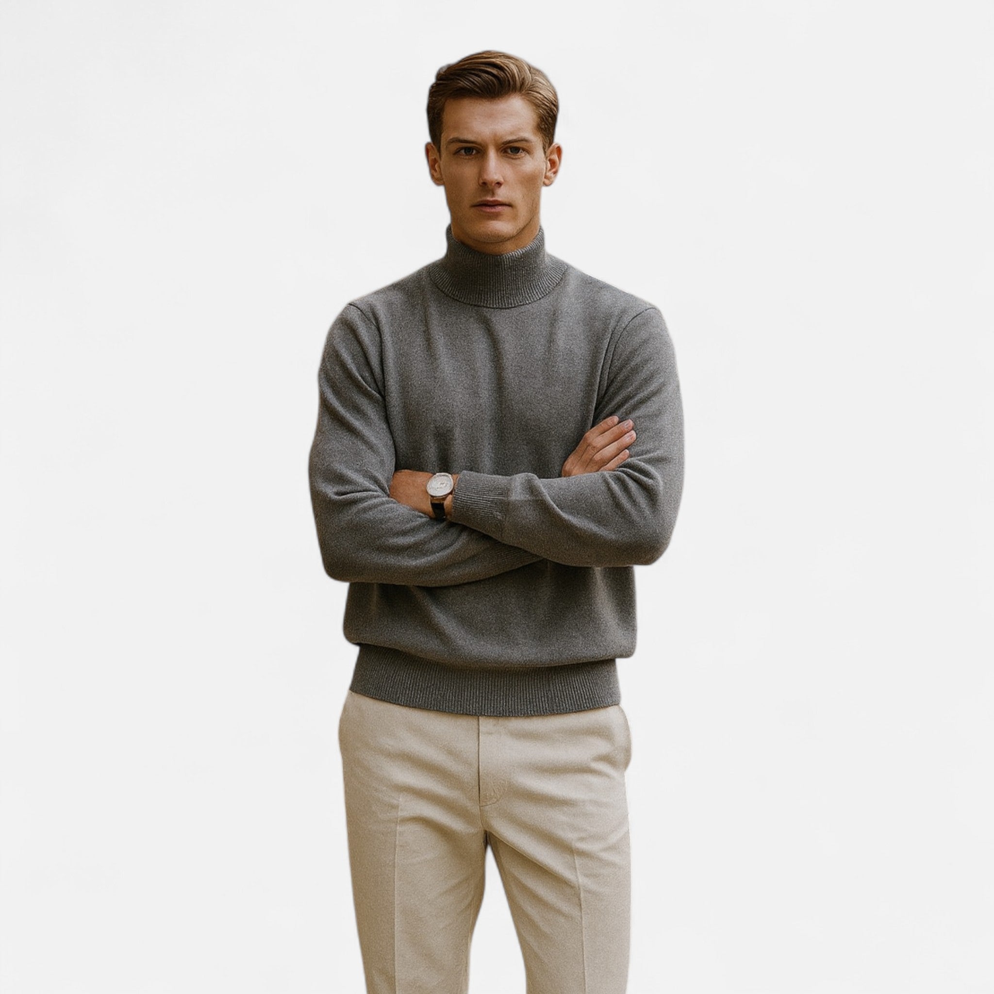 Solènne | Men’s Half-Turtleneck Cotton Blend Sweater