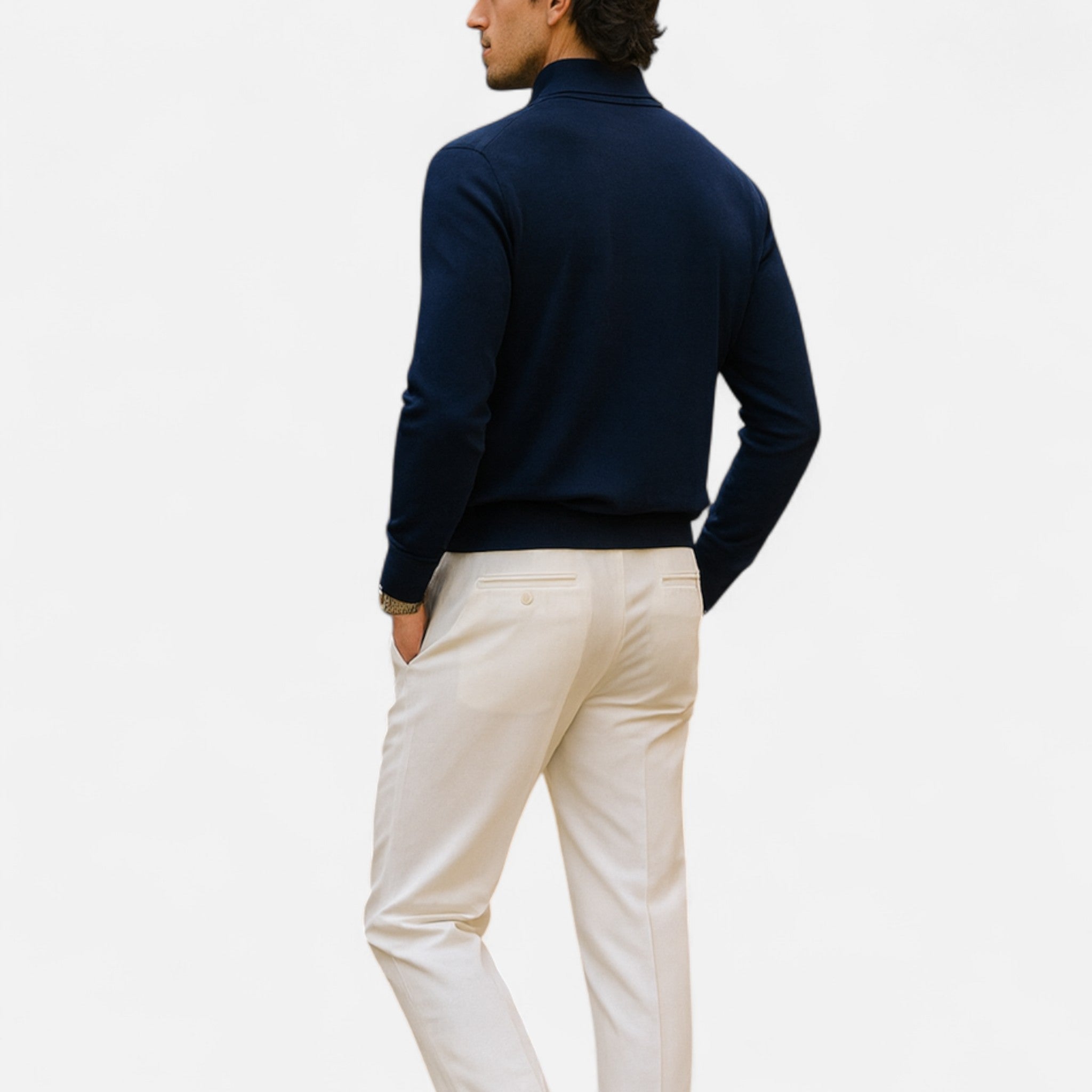 Solènne | Men’s Long-Sleeve Zip-Neck Polo