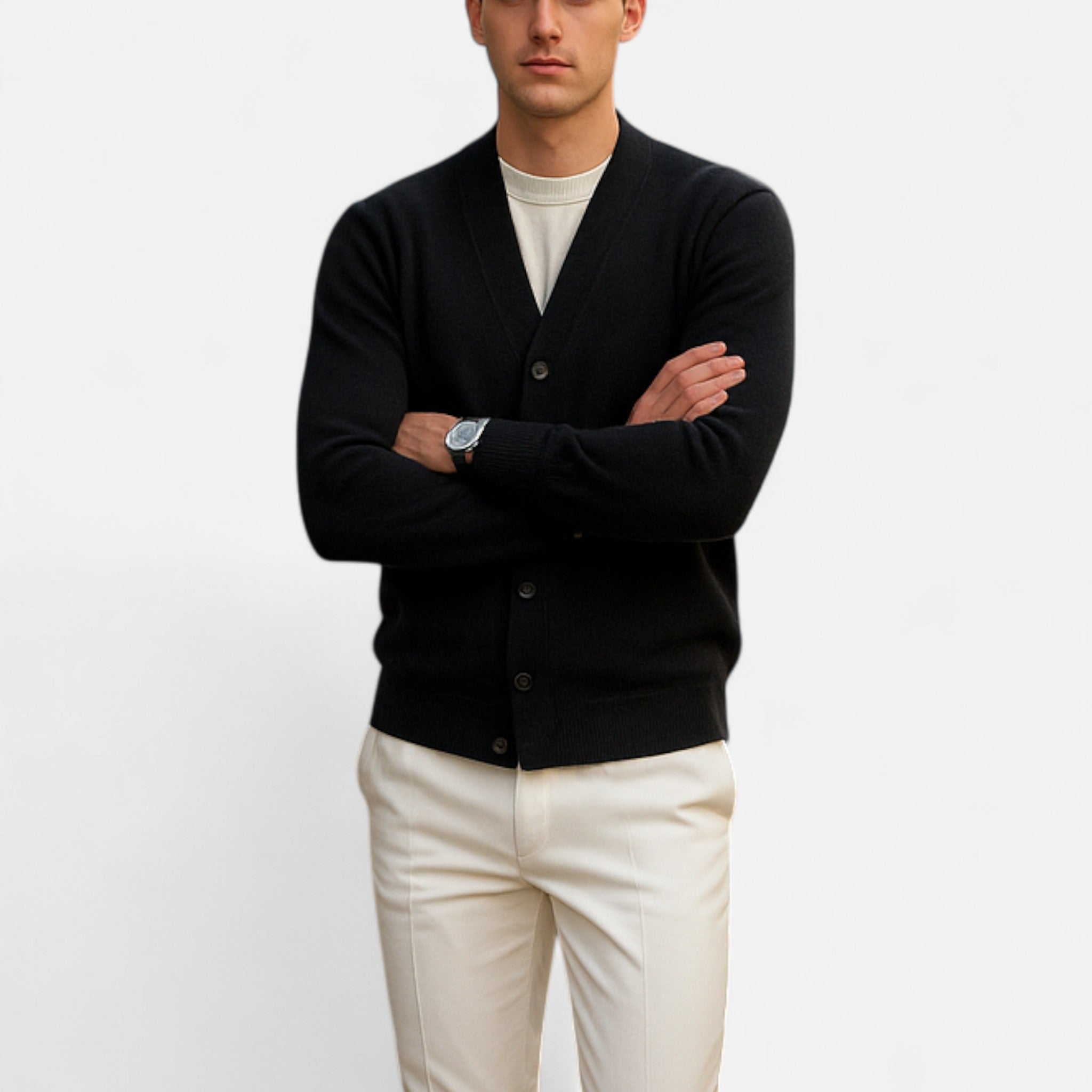 Solènne | Men’s Pure Cashmere Button-Front Cardigan