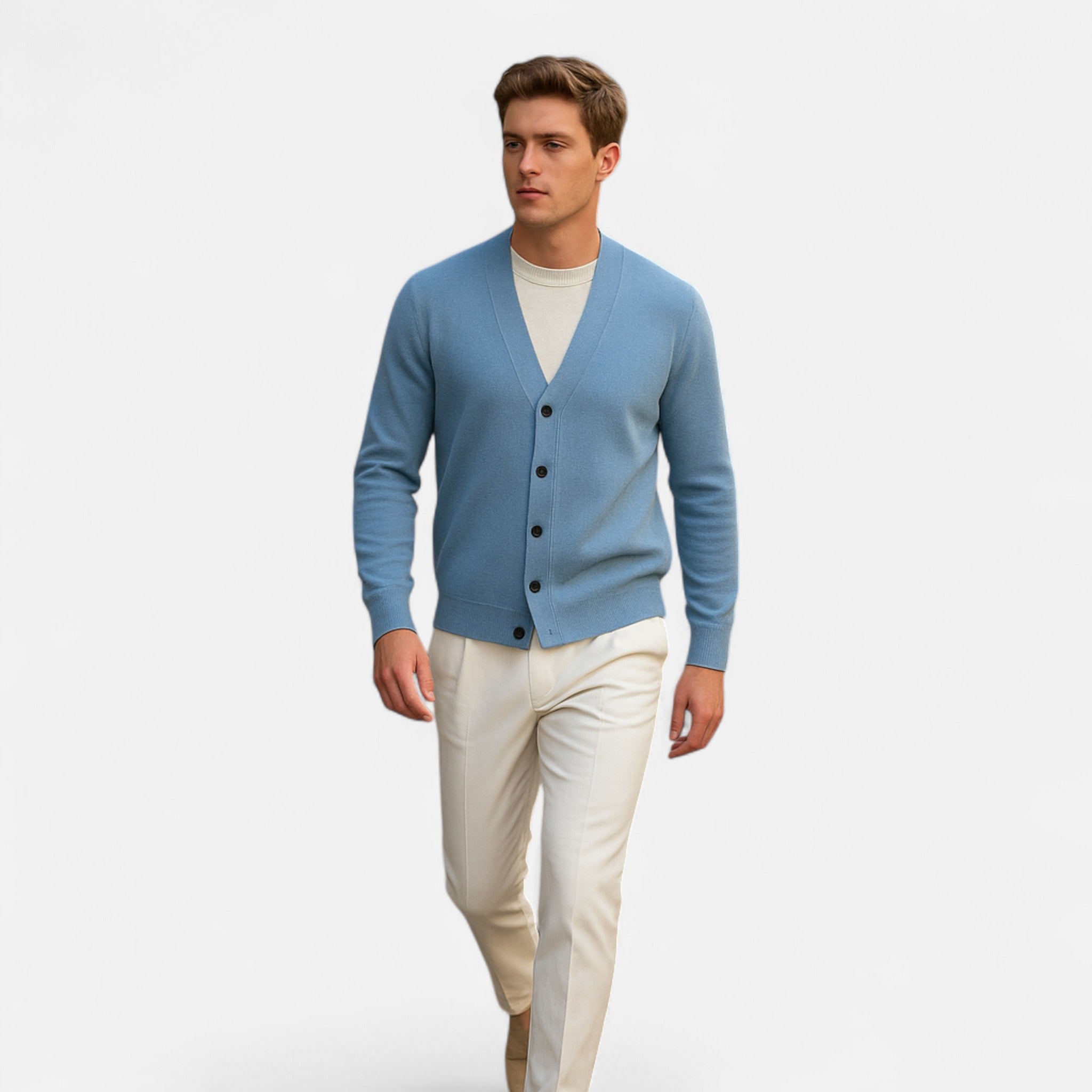 Solènne | Men’s Pure Cashmere Button-Front Cardigan