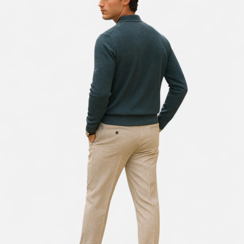 Solènne | Men’s Slim-Fit Knit Button-Collar Sweater