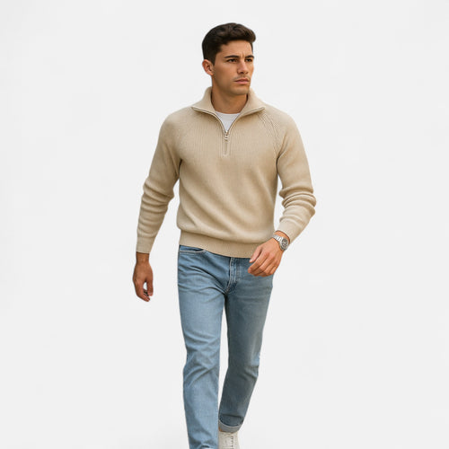 Solènne | Men’s Classic Collar Raglan Knit Sweater