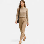 Solènne | Women’s Lettuce-Trim Crew-Neck Sweater
