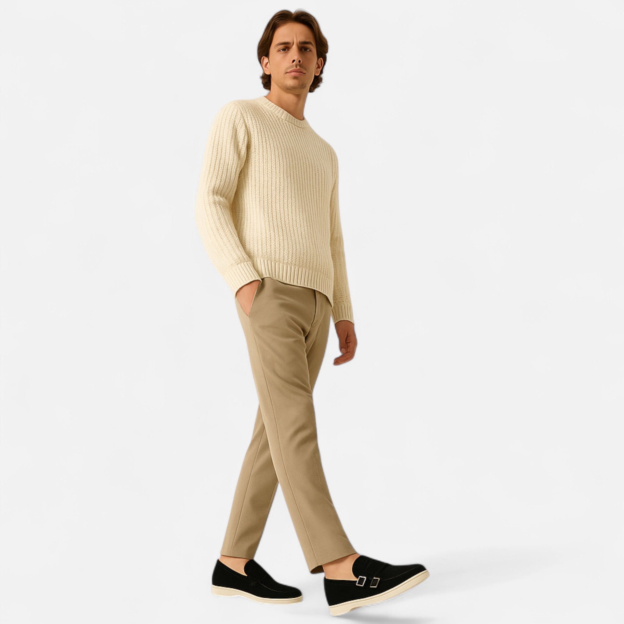 Solènne | Men’s Handmade Suede Double-Buckle Loafers
