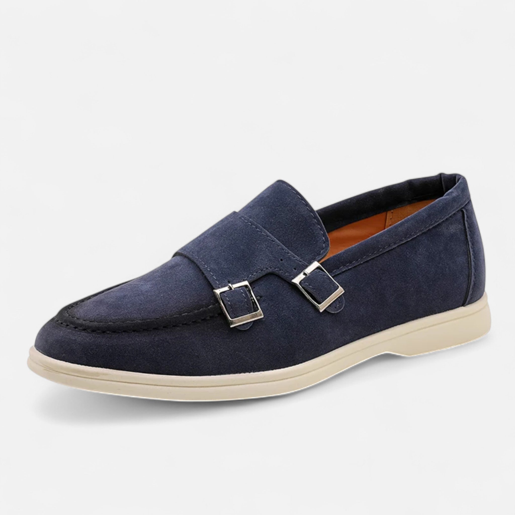 Solènne | Men’s Handmade Suede Double-Buckle Loafers