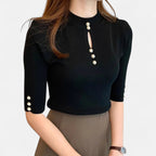 Solènne | Women’s Slim-Fit Knitted Short-Sleeve Sweater