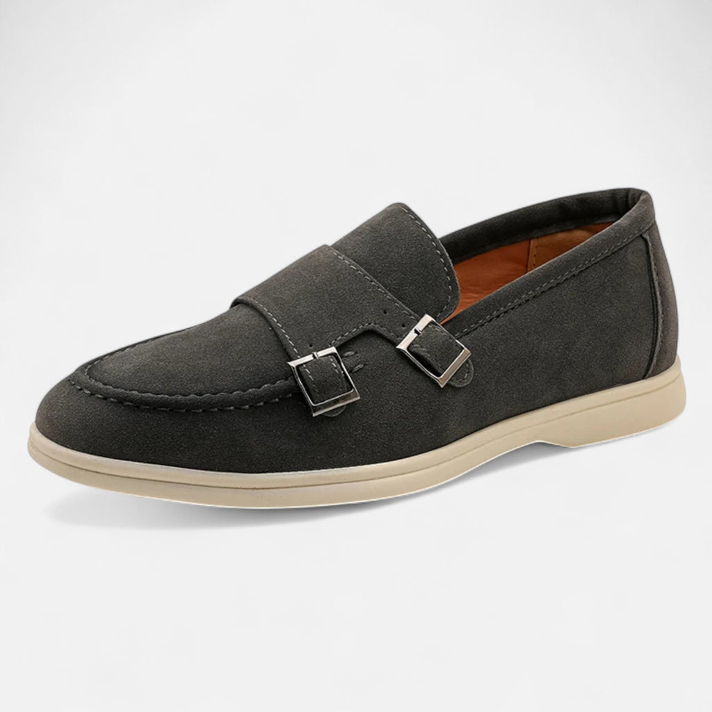 Solènne | Men’s Handmade Suede Double-Buckle Loafers