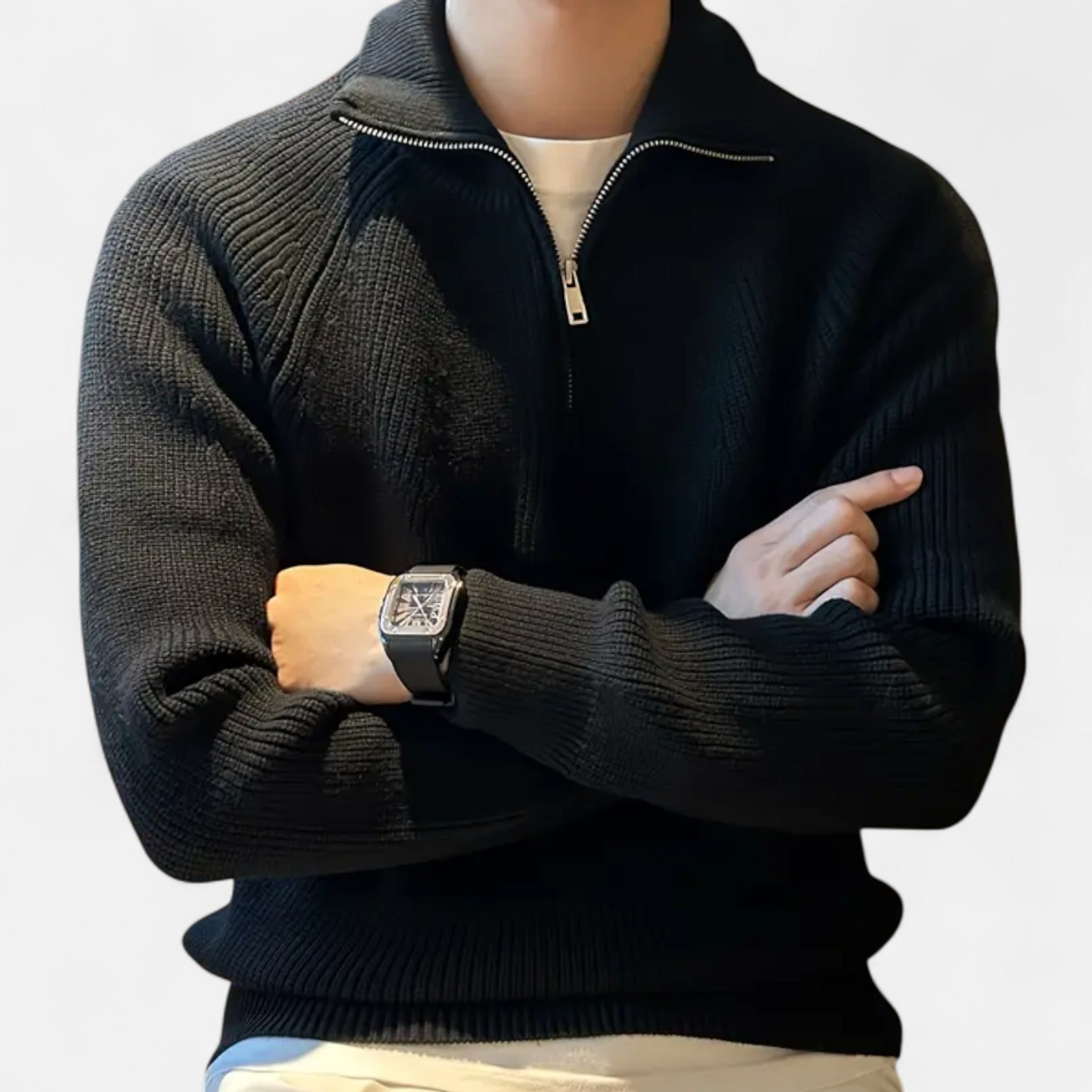Solènne | Men’s Classic Collar Raglan Knit Sweater