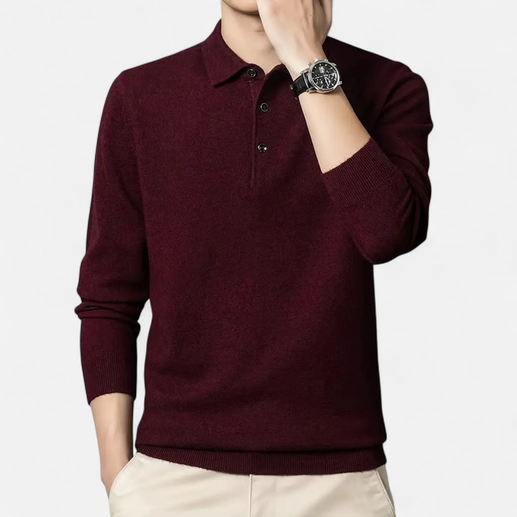 Solènne | Men’s Slim-Fit Knit Button-Collar Sweater