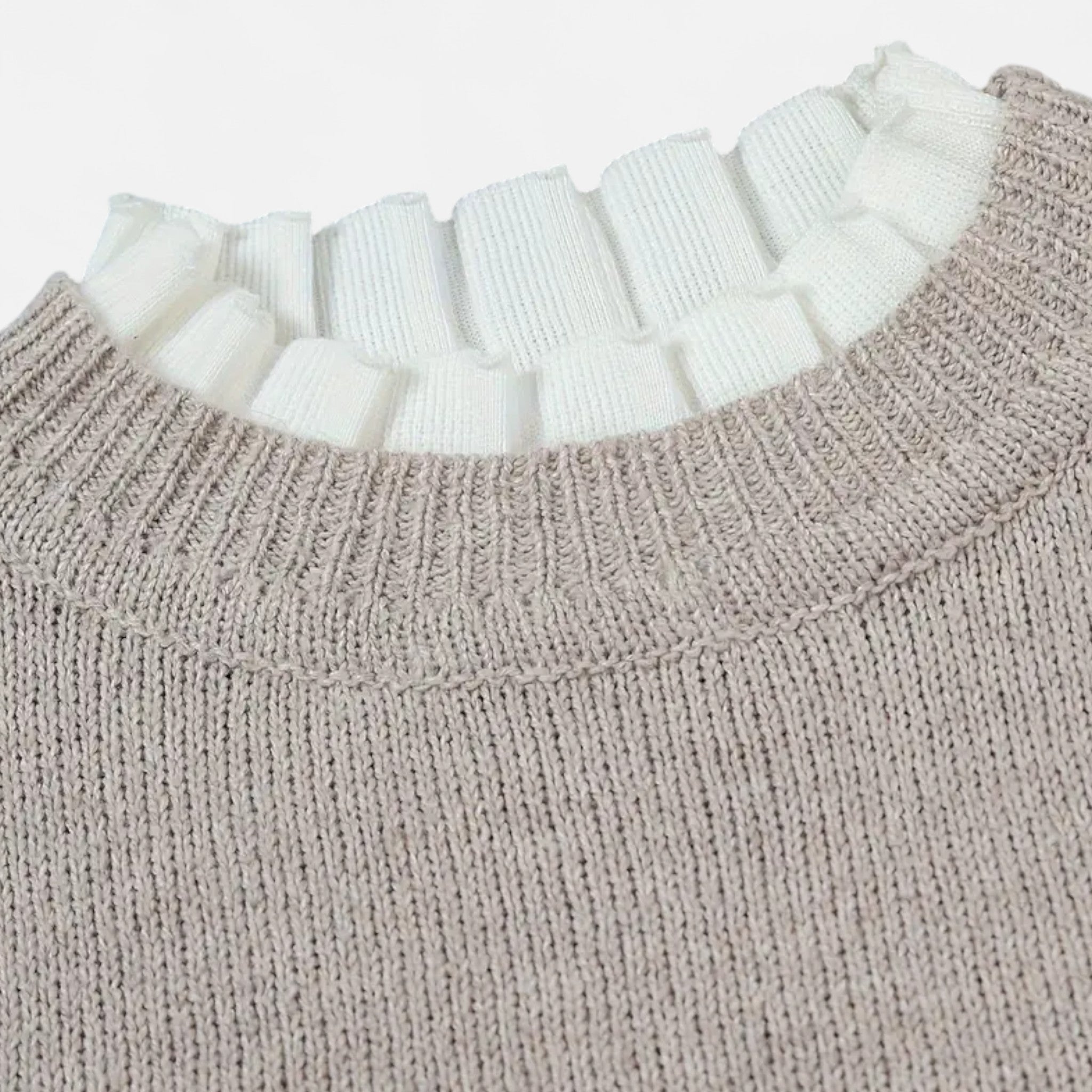 Solènne | Women’s Lettuce-Trim Crew-Neck Sweater