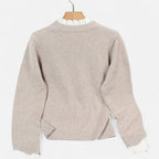 Solènne | Women’s Lettuce-Trim Crew-Neck Sweater