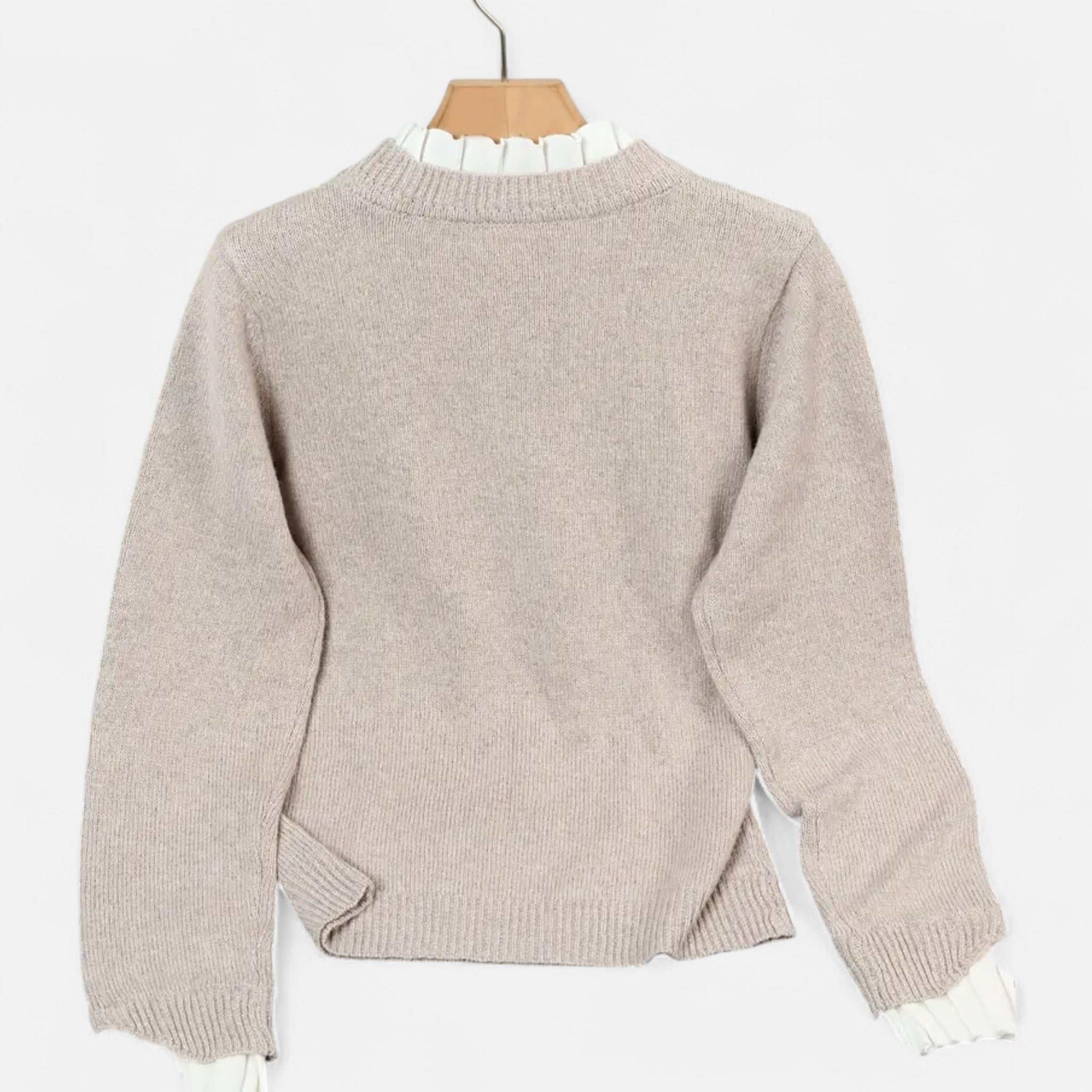 Solènne | Women’s Lettuce-Trim Crew-Neck Sweater