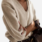Solènne | Women’s V-Neck Rib-Knit Short-Sleeve Sweater