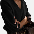 Solènne | Women’s V-Neck Rib-Knit Short-Sleeve Sweater