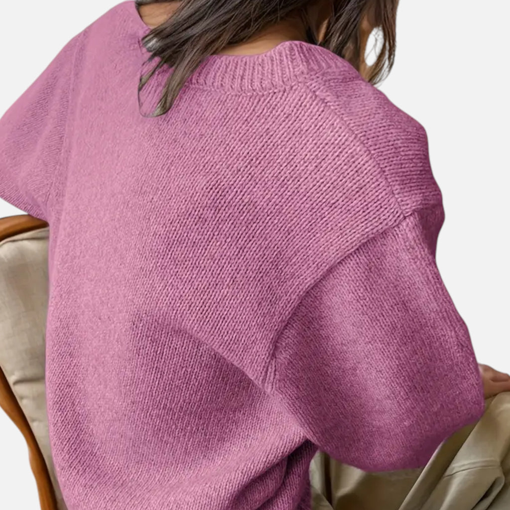 Solènne | Women’s V-Neck Rib-Knit Short-Sleeve Sweater