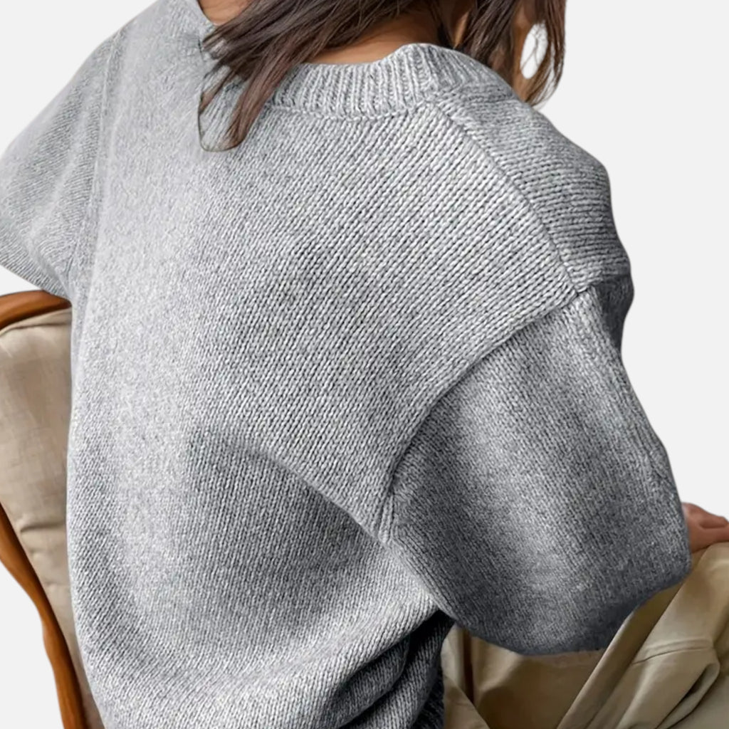 Solènne | Women’s V-Neck Rib-Knit Short-Sleeve Sweater