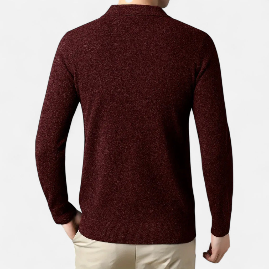 Solènne | Men’s Slim-Fit Knit Button-Collar Sweater
