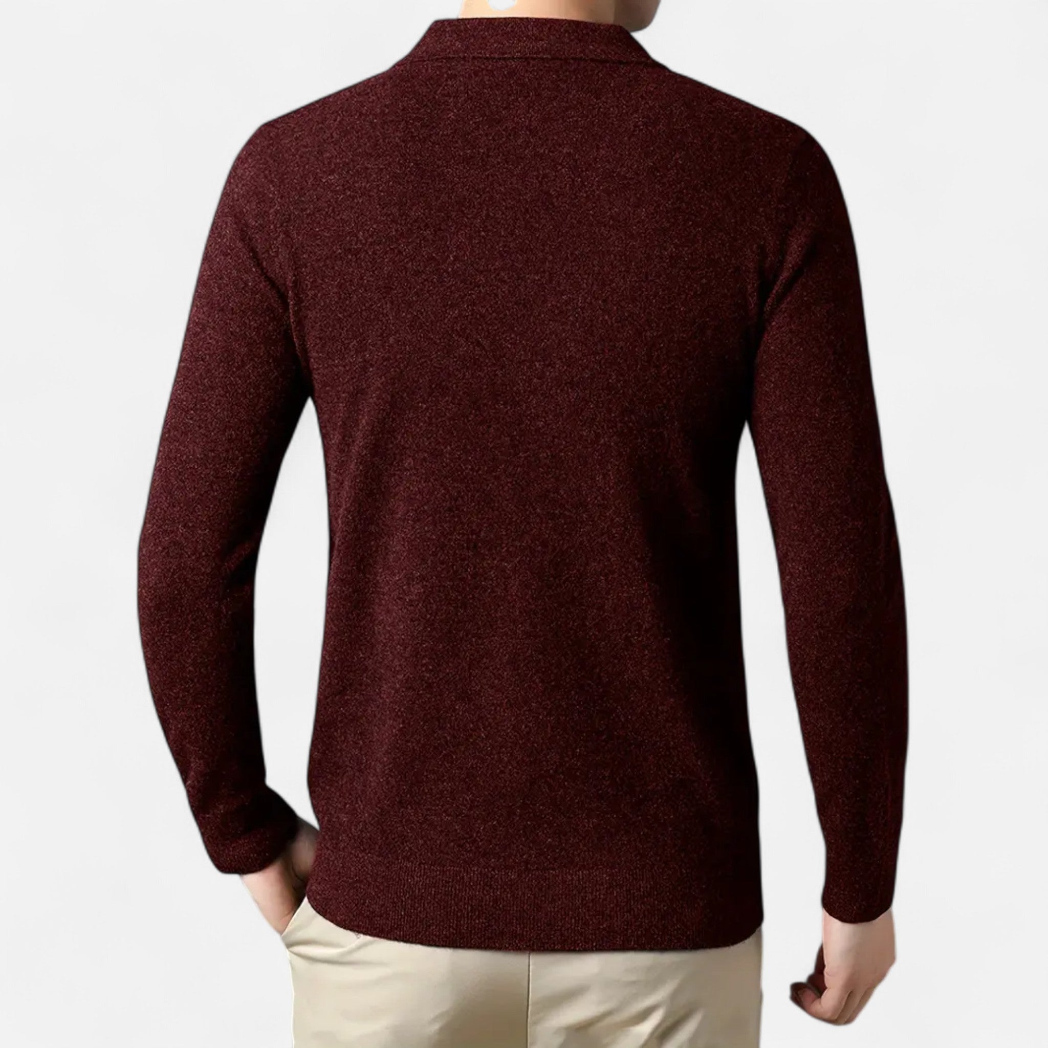 Solènne | Men’s Slim-Fit Knit Button-Collar Sweater