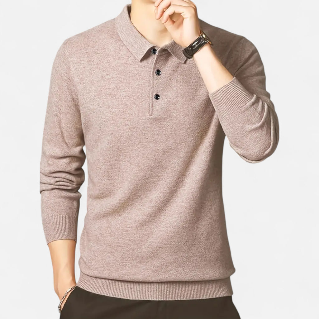 Solènne | Men’s Slim-Fit Knit Button-Collar Sweater