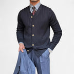 Solènne | Men’s Wool V-Neck Button-Front Cardigan
