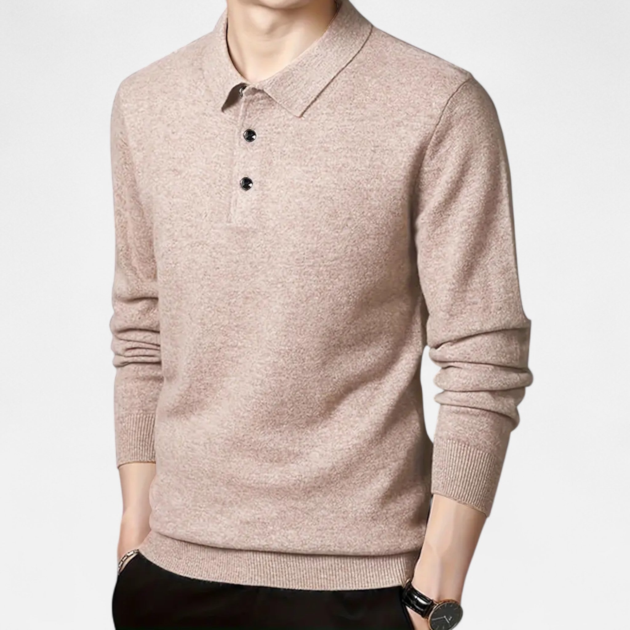 Solènne | Men’s Slim-Fit Knit Button-Collar Sweater