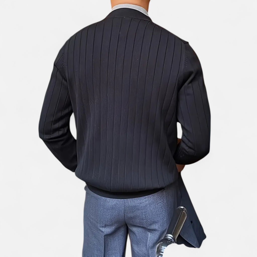 Solènne | Men’s Wool V-Neck Button-Front Cardigan
