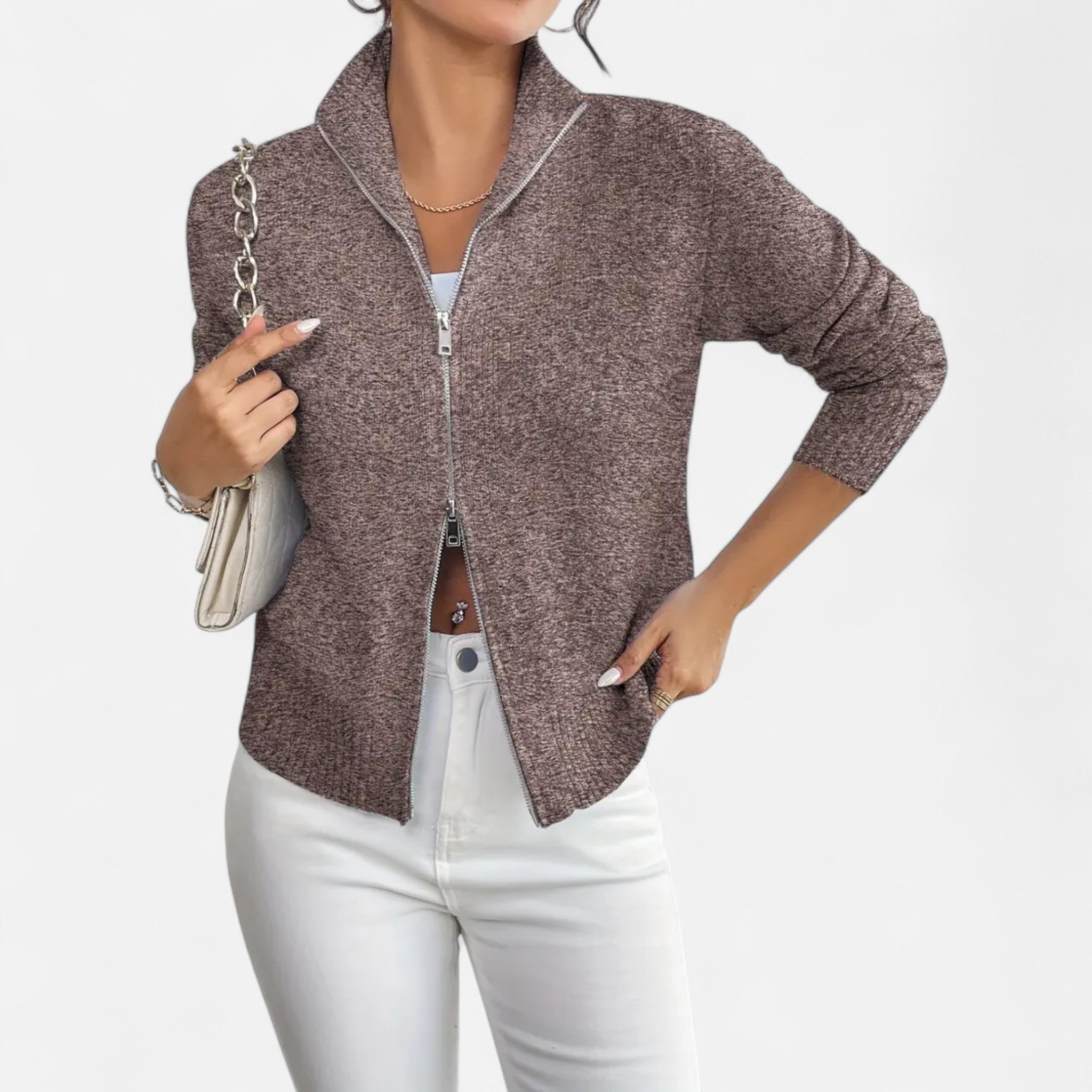 Solènne | Women’s Dual-Zip Colour-Block Sweater