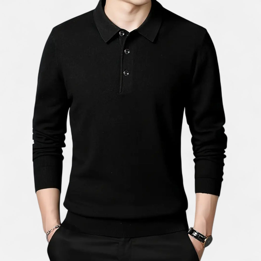 Solènne | Men’s Slim-Fit Knit Button-Collar Sweater